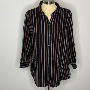 Christopher & Banks Multicolor Vertical Striped Button Up Shirt